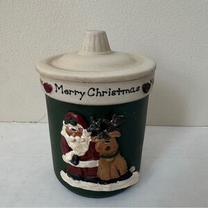 Christmas Santa and Reindeer Cookie Jar